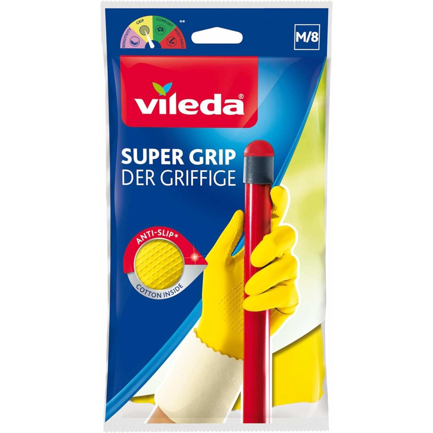 Vileda Super Grip Reusable Gloves Medium Size Yellow