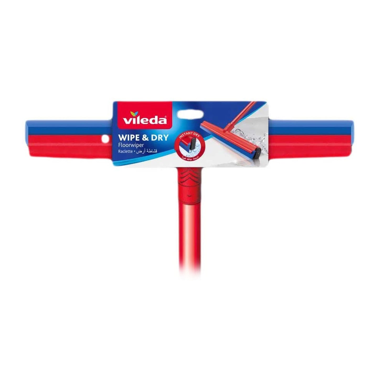 Vileda Wipe And Dry Floor Wiper With Stick Red 42cm