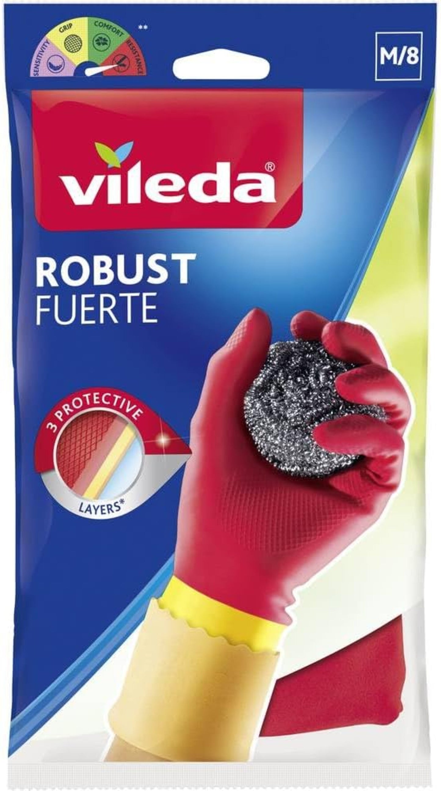 Vileda Robust Tough 3 Layer Rubber Gloves Medium