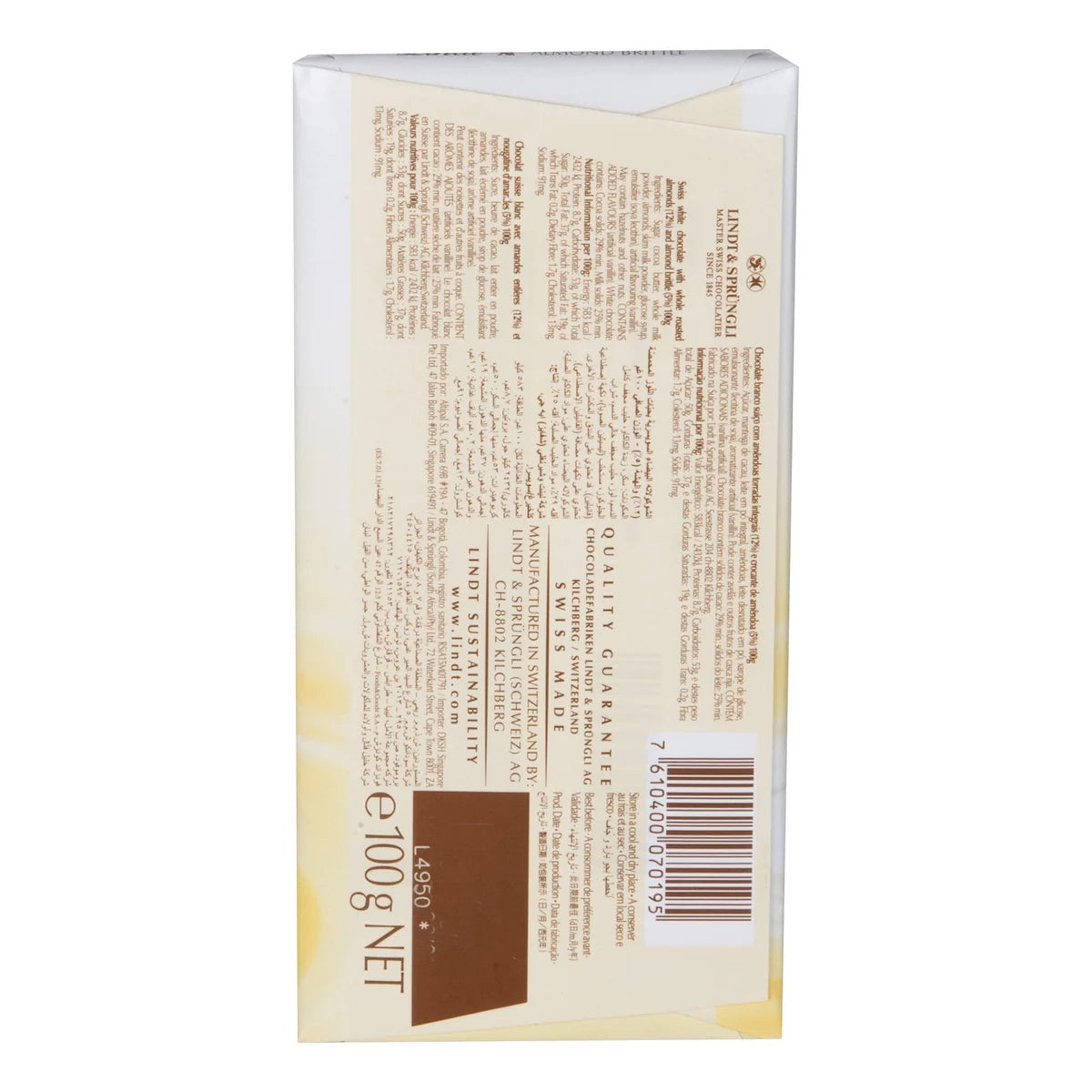 Lindt Swiss Classic White Almond Nougat 100gm