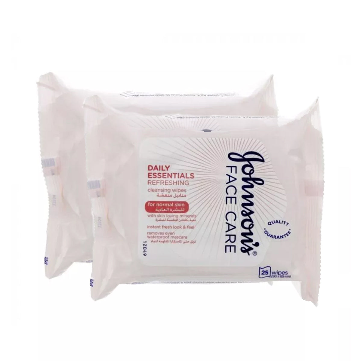 Johnsons Daily Essentials Refreshing Facial Cleansing Wipes for Normal Skin 25's Twin Pack