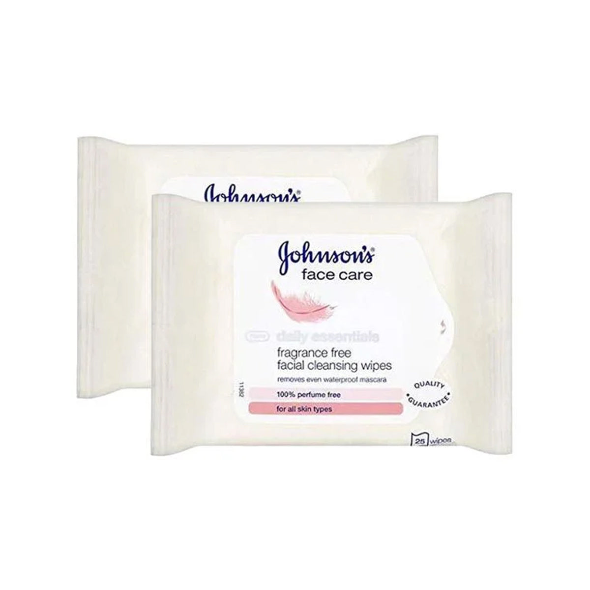 Johnsons Daily Essentials Wipes Fragrance Free Cleansing 25's Twin Pack