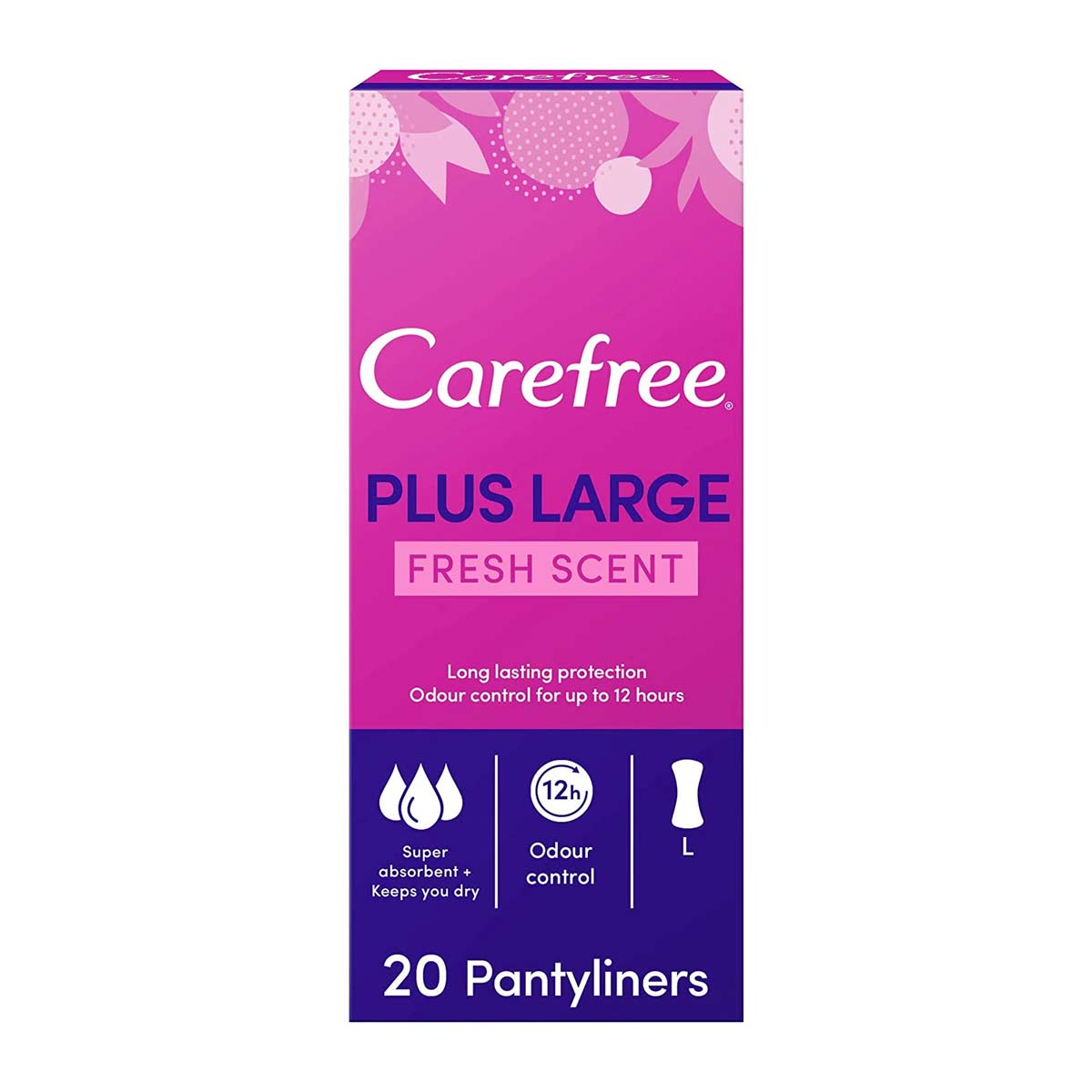 Carefree Panty Plus Large Fresh Scent 20 Liners