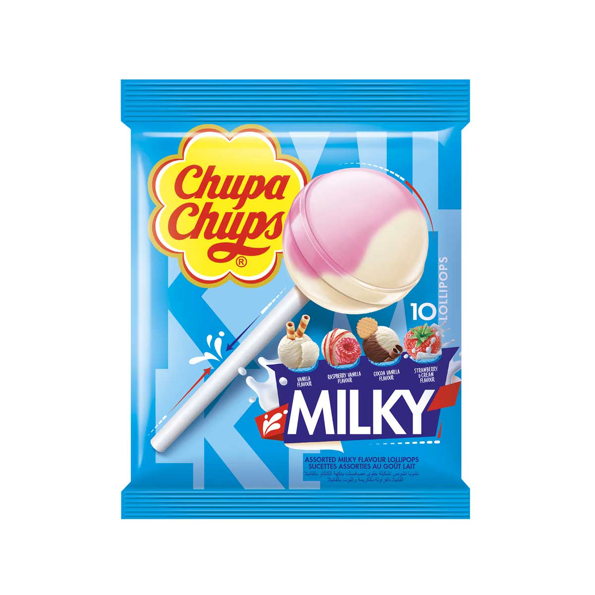 Chupa Chups Assorted Milky Flavour Lollipops 10pcs