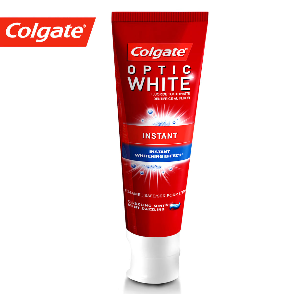 Colgate Fluoride Toothpaste Optic White for Instant Whitening with Dazzling Mint 75ml