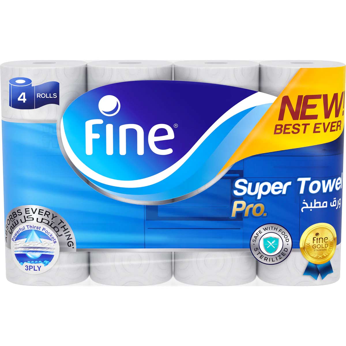 Fine Kitchen Paper Towel 3ply 4 Rolls