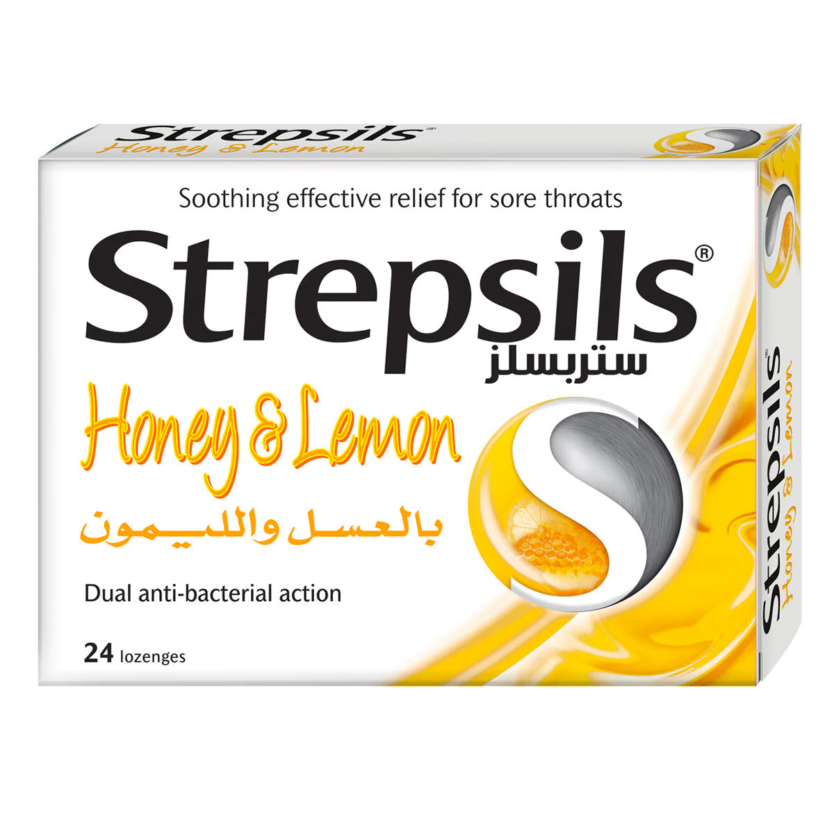 Strepsils Sore Throat Pain Relief Honey And Lemon Lozenges 16 count