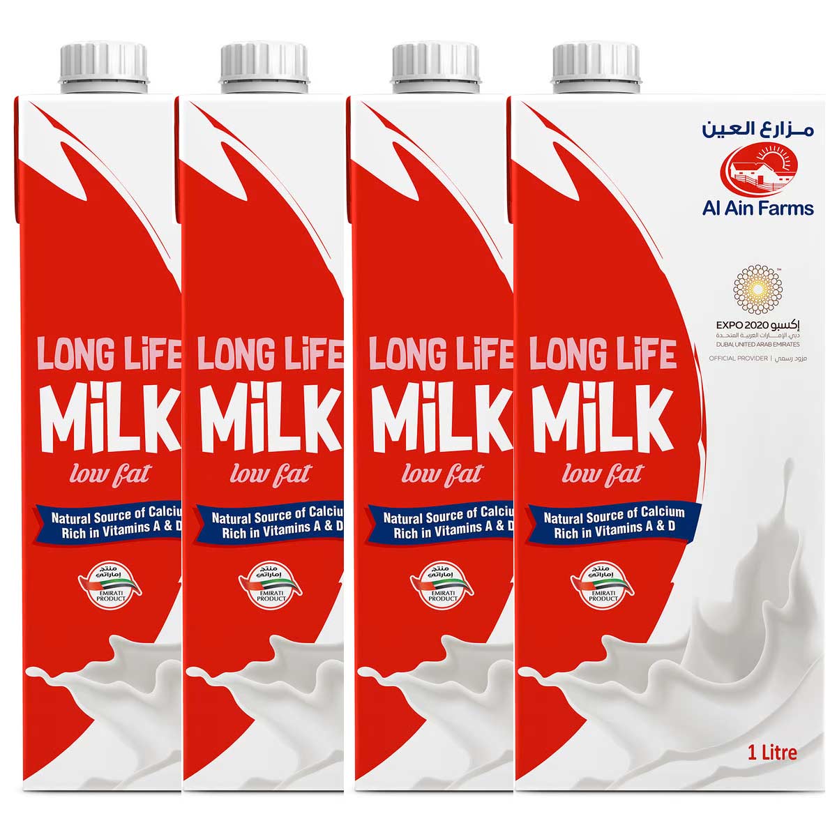 Al Ain Long Life Milk Low Fat 4 x 1Litre