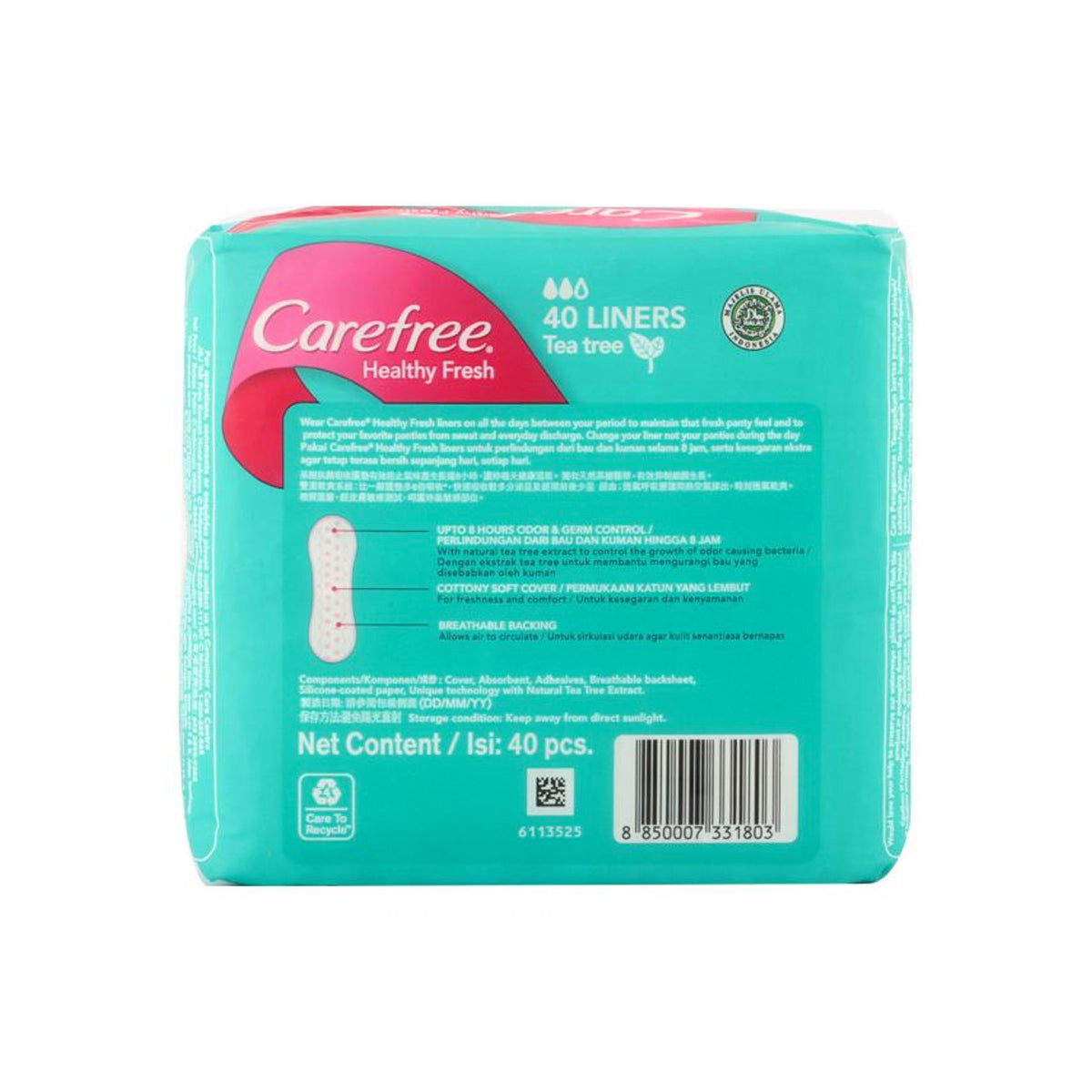 Carefree Breathable 20 Liners Tea Tree