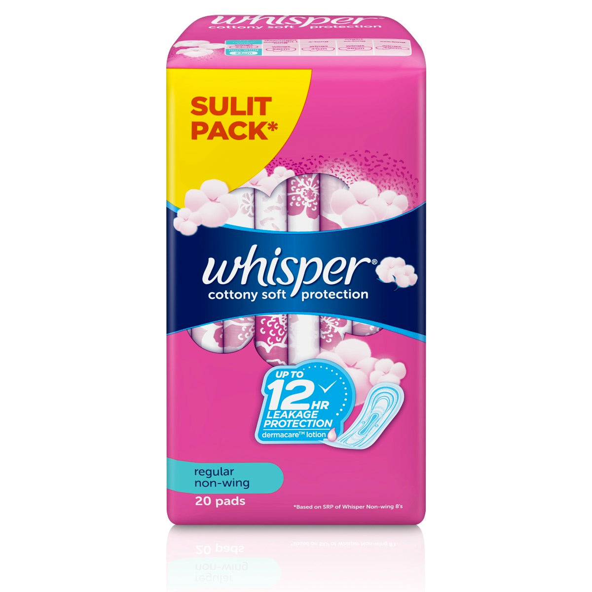 Whisper Breathable Cottony Soft Thick Regular non wing pads- 20s