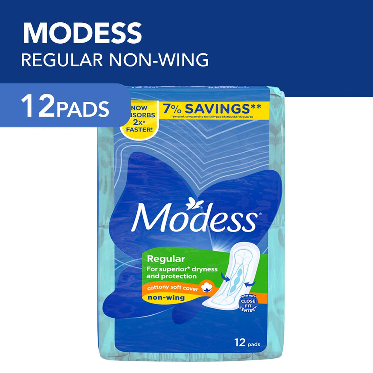 Modess Regular with cottony soft cover non-wings 12 pads