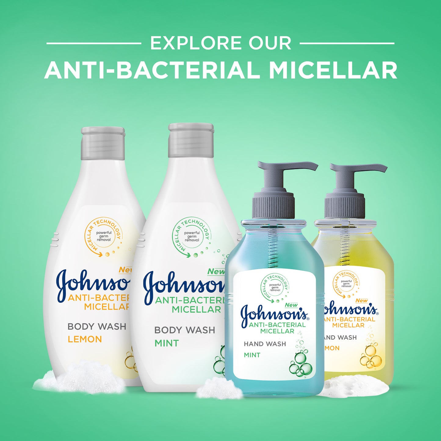 Johnson Hand Wash Anti Bacterial Mint 300 ml