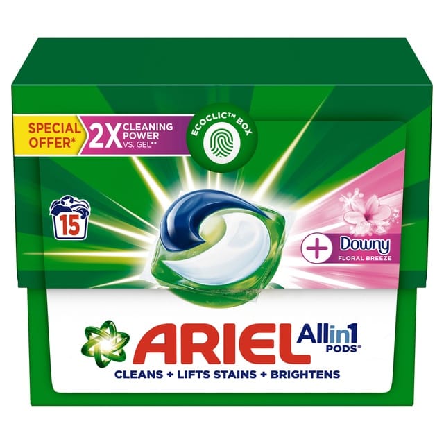 Ariel All In 1 PODS Washing Liquid Capsules With Touch Of Freshness Downy 15 pcs