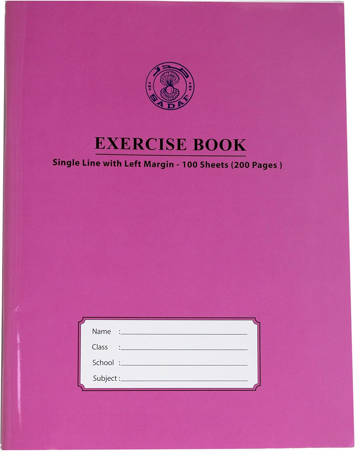 Sadaf Pink 4 Lined with Left Margin Exercise Book