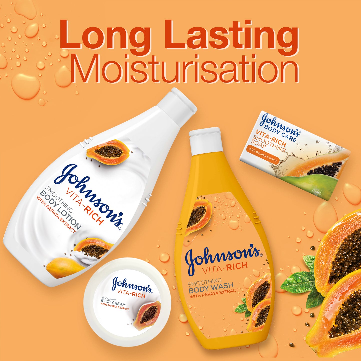 Johnson Vita-Rich Smoothing Body Wash with Papaya Extract 400 ml