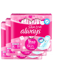 Always Cotton Skin Love Sanitary PadsLarge Thick Pads 30's Tri Pack
