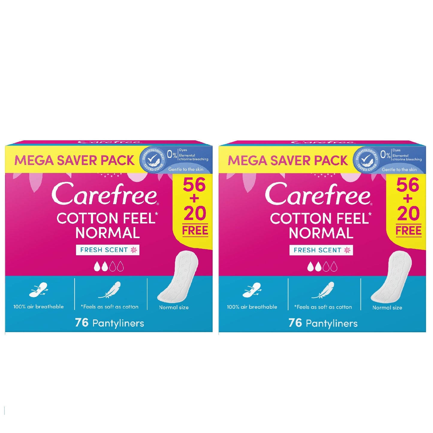 Carefree Cotton Fresh Megapack 76's Twin Pack 20% off