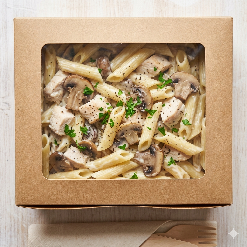Chicken and Mushroom Pasta in a Cream Sauce