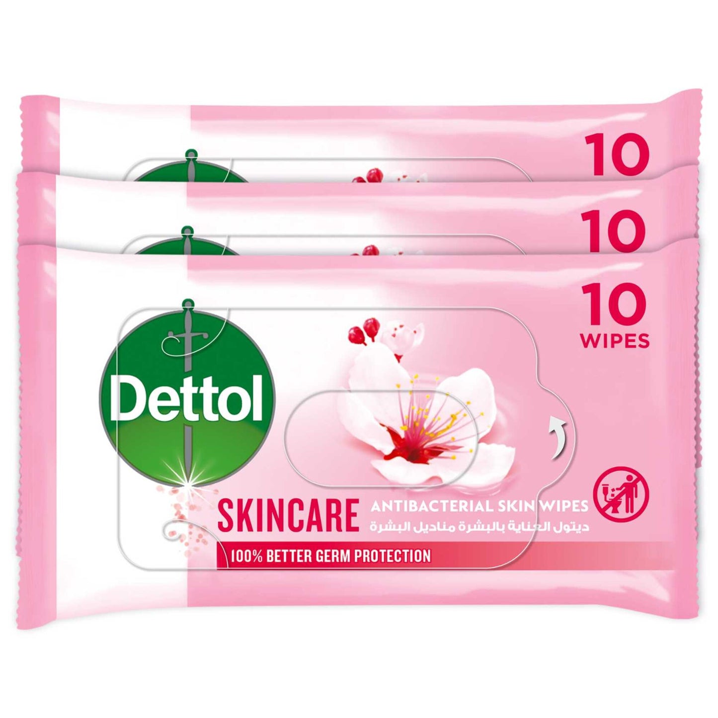 Dettol Anti-Bacterial Wipes Skincare 3x10s