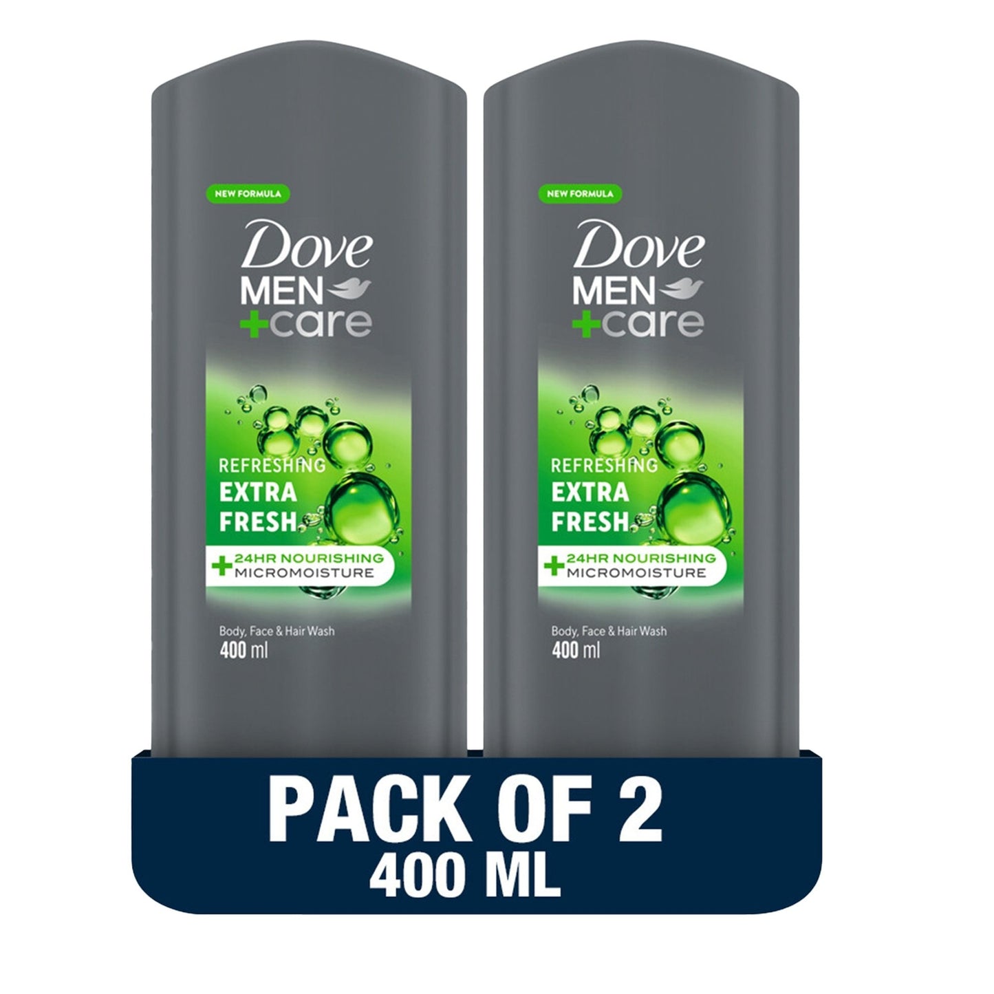 Dove Men+Care Extra Fresh for Body, Face & Hair Wash 2 X 400 Ml