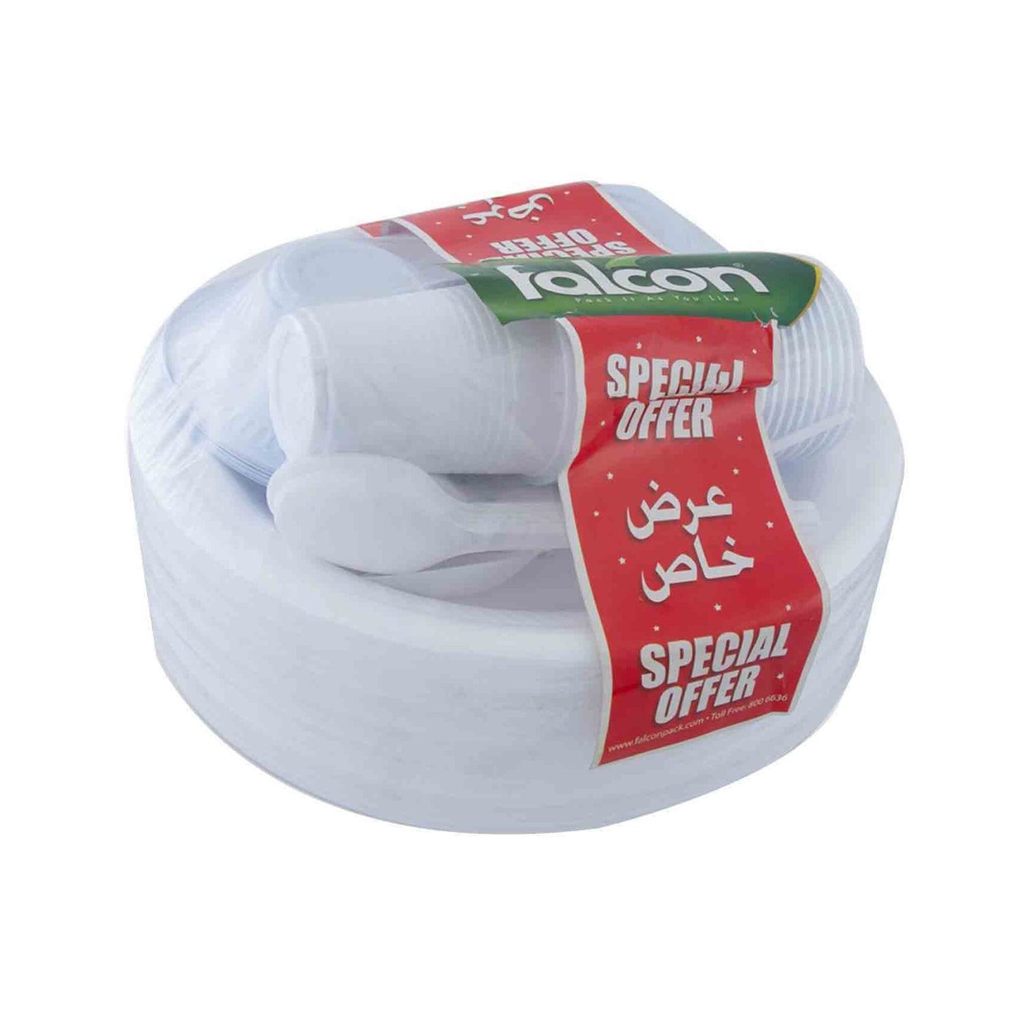 Falcon White Disposable Plate, Bowl, Cup & Spoon 1 pack