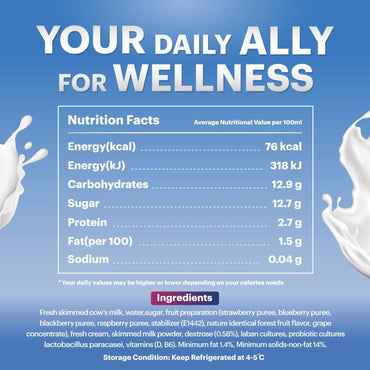 Actimel Mixed Berries Drinking Yogurt with Vitamin B6 & D 4x93 ml