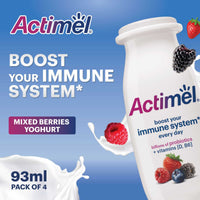 Actimel Mixed Berries Drinking Yogurt with Vitamin B6 & D 4x93 ml