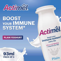 Actimel Plain Drinking Yogurt with Vitamin B6 & D 4x93 ml