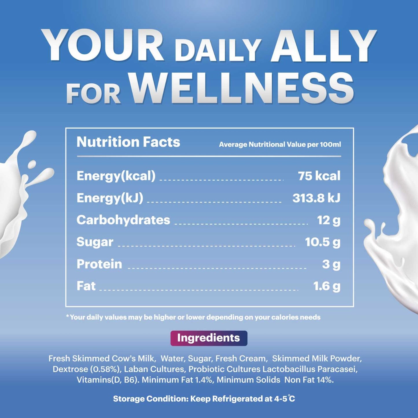 Actimel Plain Drinking Yogurt with Vitamin B6 & D 4x93 ml