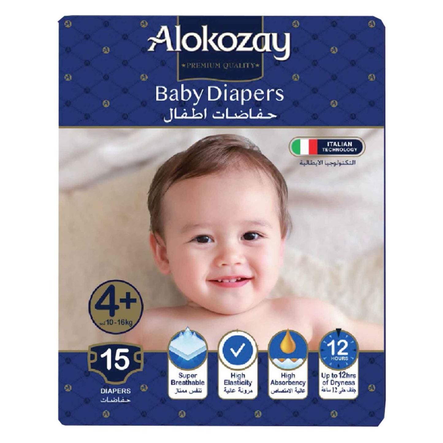 Alokozay Baby Diapers Size 4+ 15 per pack