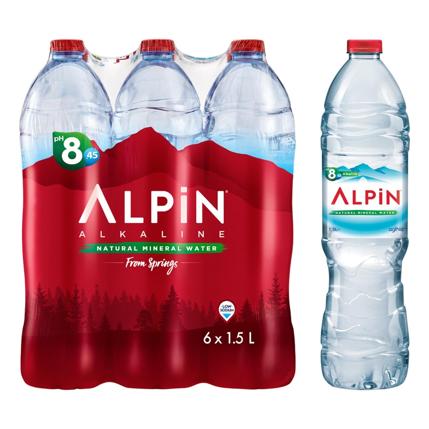 Alpin Natural Alkaline Mineral Water 6x1.5 L low sodium