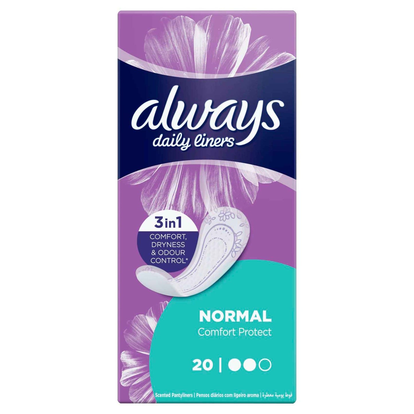 Always Daily Liners Comfort Protect Normal Pantyliners White 20 Liners