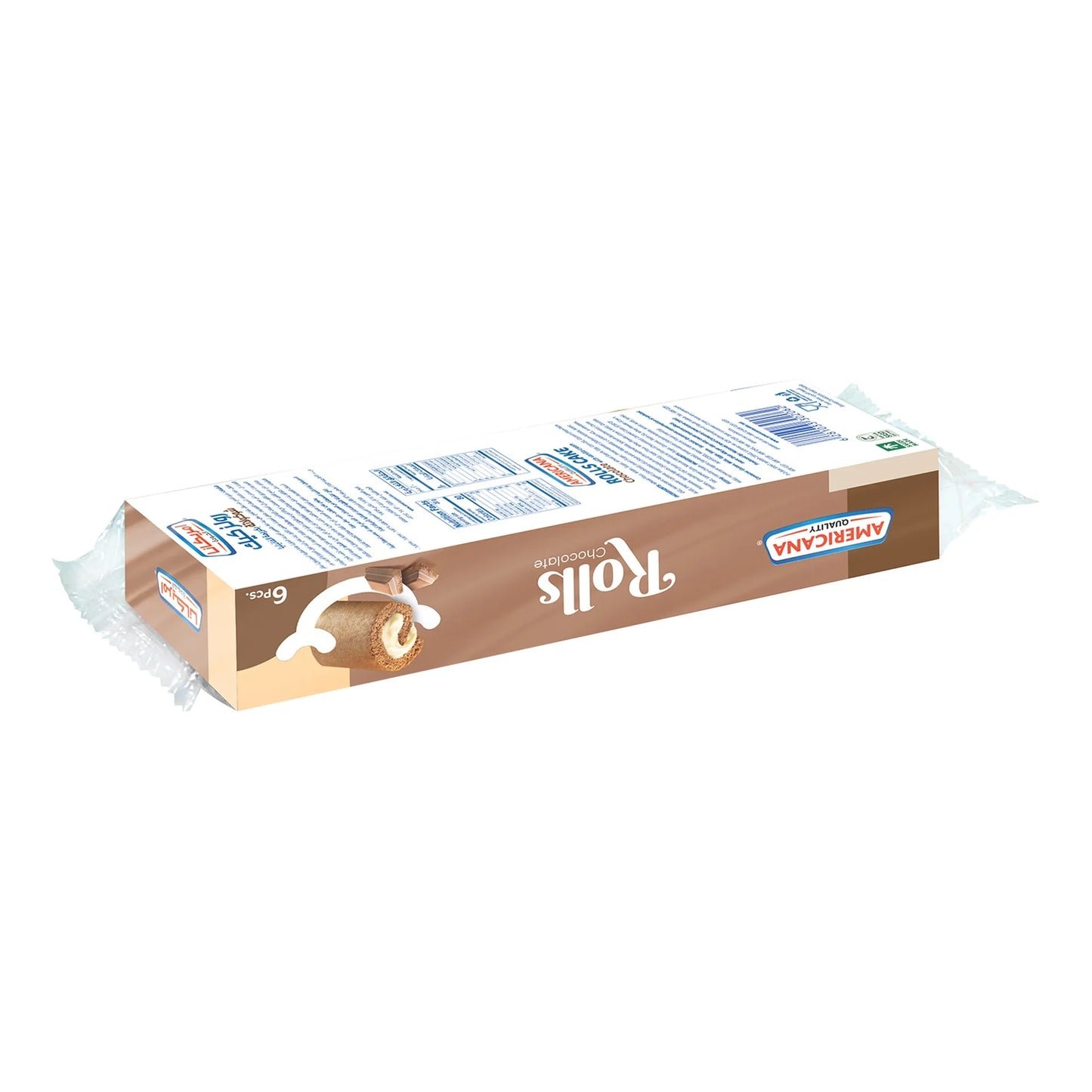 Americana Chocolate Cake Rolls Filled with Vanilla Cream (6 Pieces) 120 gr