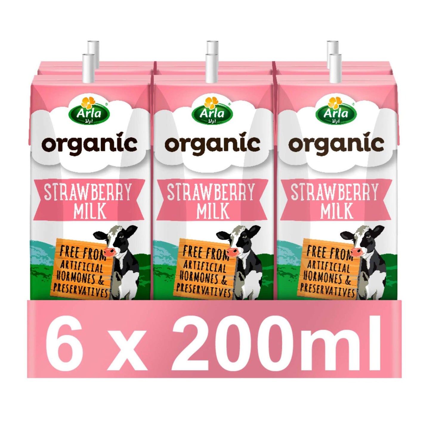 Arla Organic Long Life Strawberry Milk 6 x 200 ml