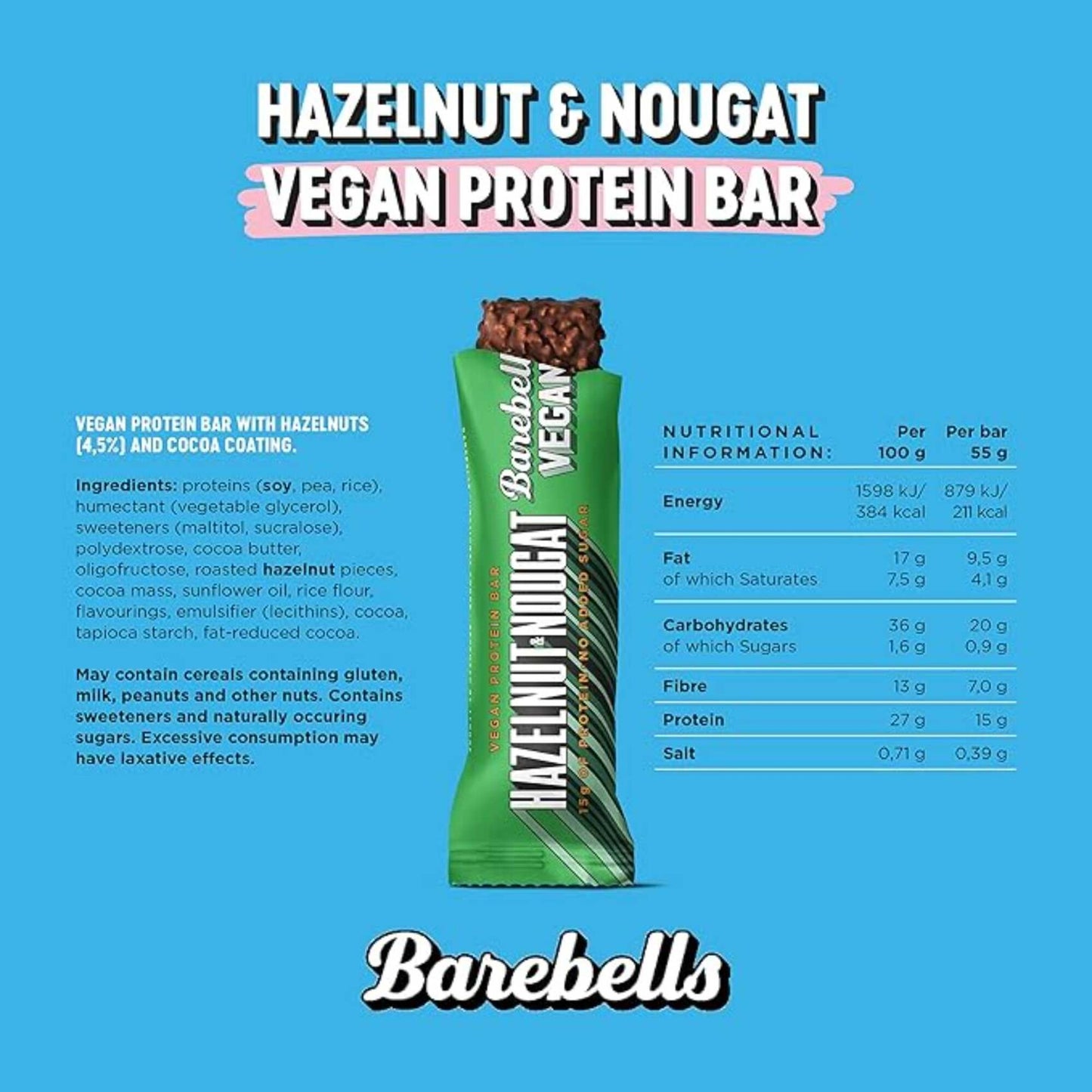 Barebells Vegan Protein Bar Hazelnut & Nougat 55g