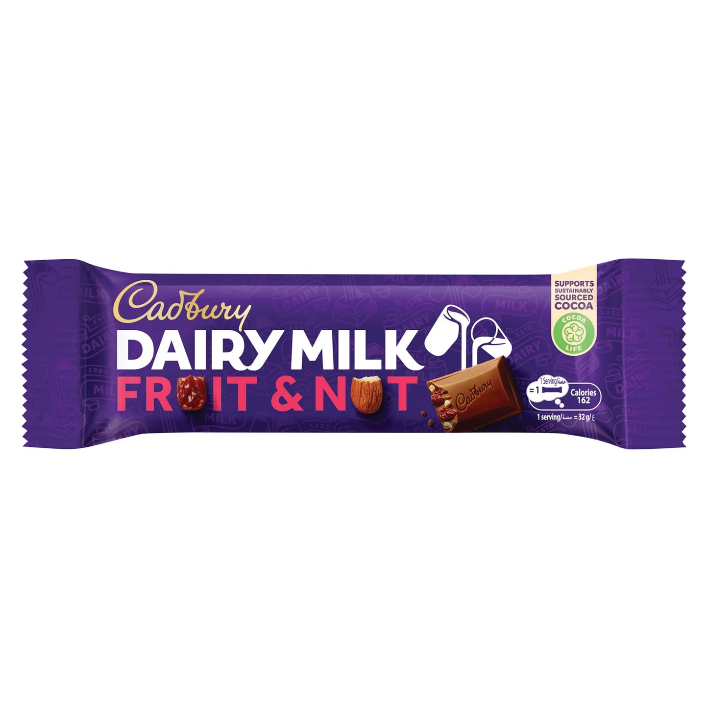 Cadbury Dairy Milk Fruit & Nut Chocolate Bar with Hazelnuts 35 gr