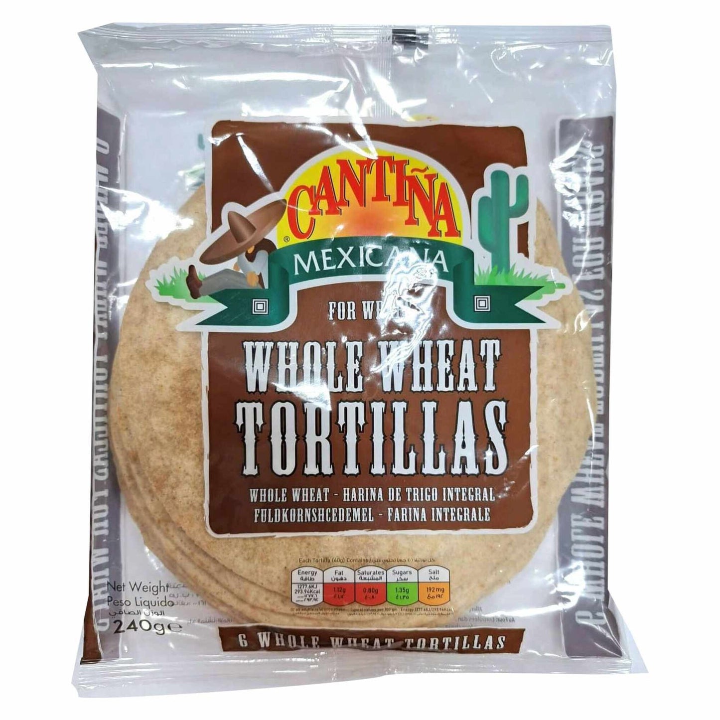 Cantina Mexicana Whole Wheat Tortilla Wraps (6 Pieces) 240 gr