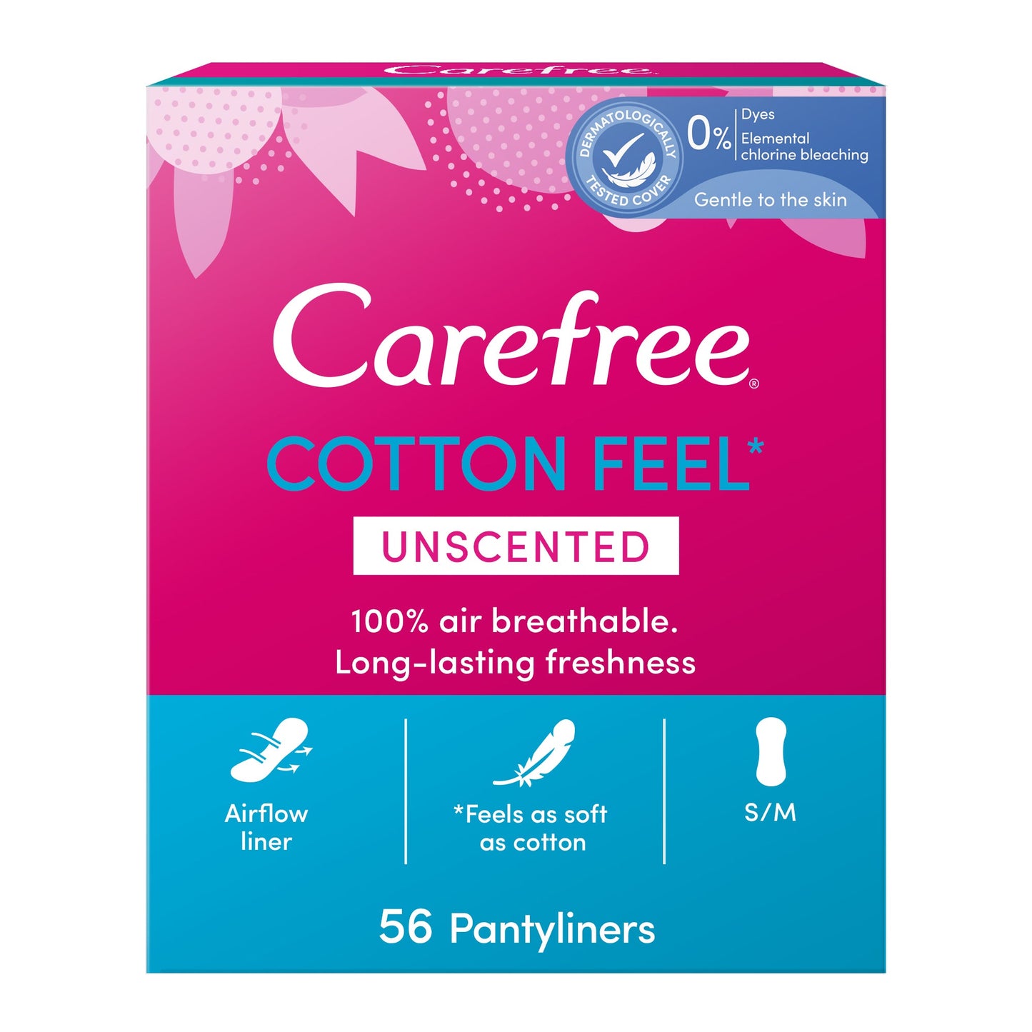 Carefree Cotton Feel Unscented Pantyliners 56 Pcs