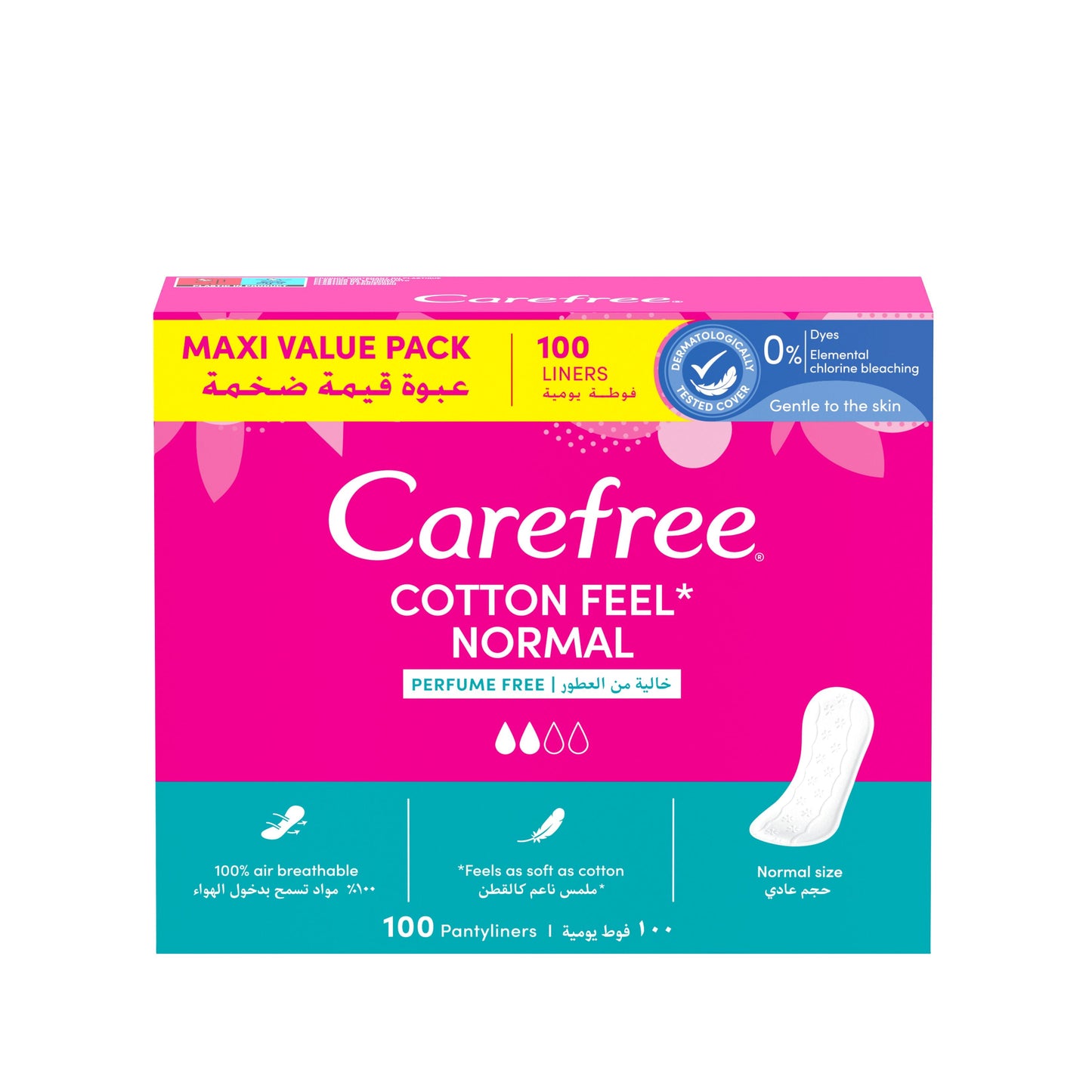 Carefree Cotton Perfume Free Pantyliners 100 Pcs