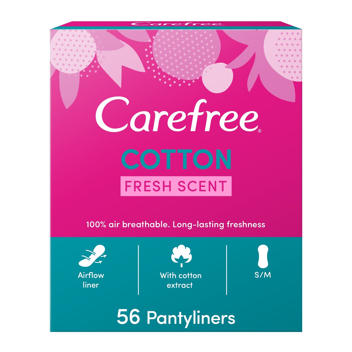 Carefree Daily Panty Liners with Cotton Fresh Scent 56 Pcs