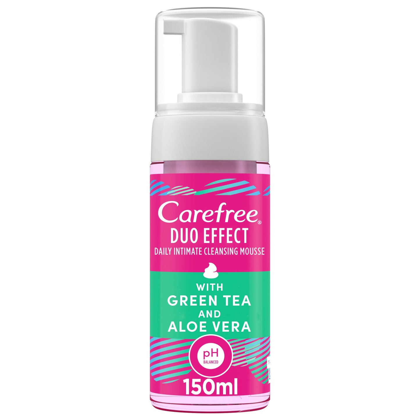Carefree Duo Effect Daily Intimate Cleansing Foam With Green Tea & Aloe Vera 150ml