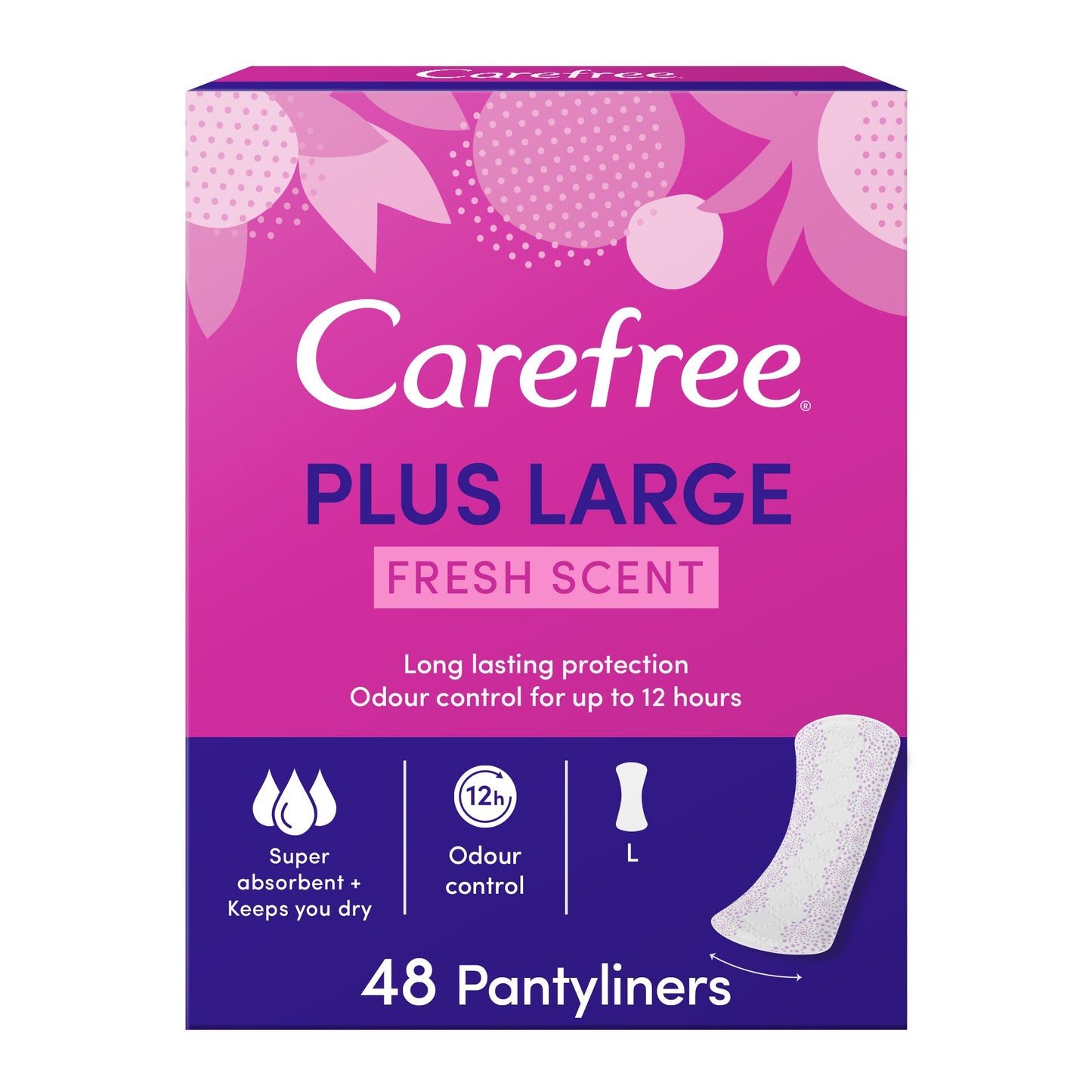 Carefree Panty Liners Plus Large Fresh Scent 48 Pcs