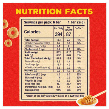 Cheerios Breakfast Wholegrain Cereal Bars with Honey 6 x 22 gr