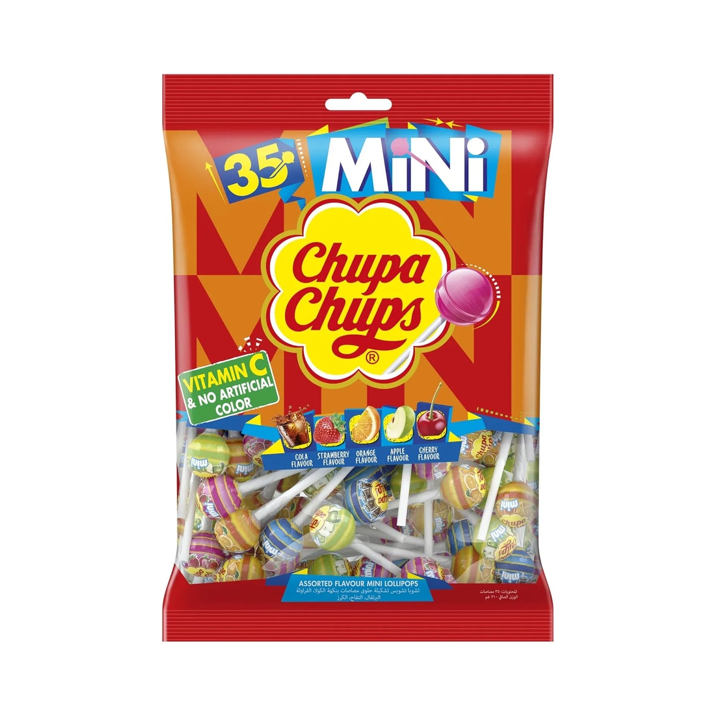 Chupa Chups Mini Assorted Lollipops with Vitamin C (35 Pieces) 210 gr