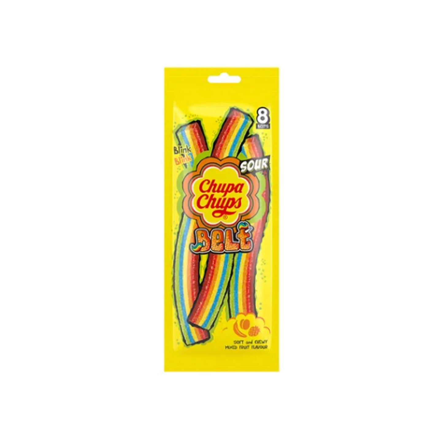 Chupa Chups Sour & Chewy Belt Candies Mixed Fruit Flavor 57 gr