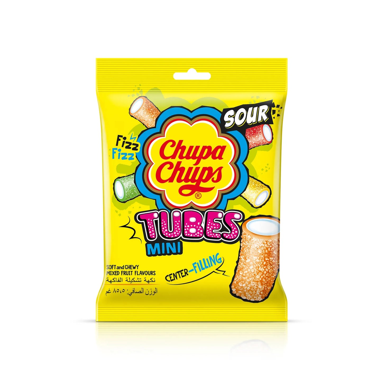 Chupa Chups Sour Mini Tubes Candies with Filling Assorted 24.2 gr