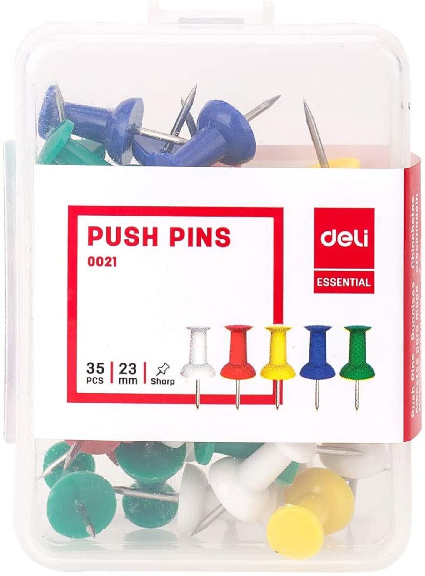 Deli Essential Assorted 23mm Push Pins 35 per pack