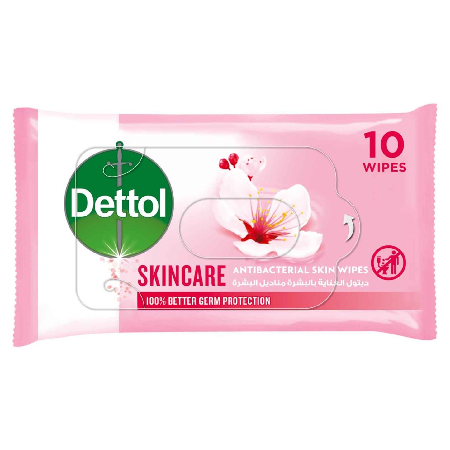 Dettol Skin Care Antibacterial Wipes - alcohol free 10 wipes