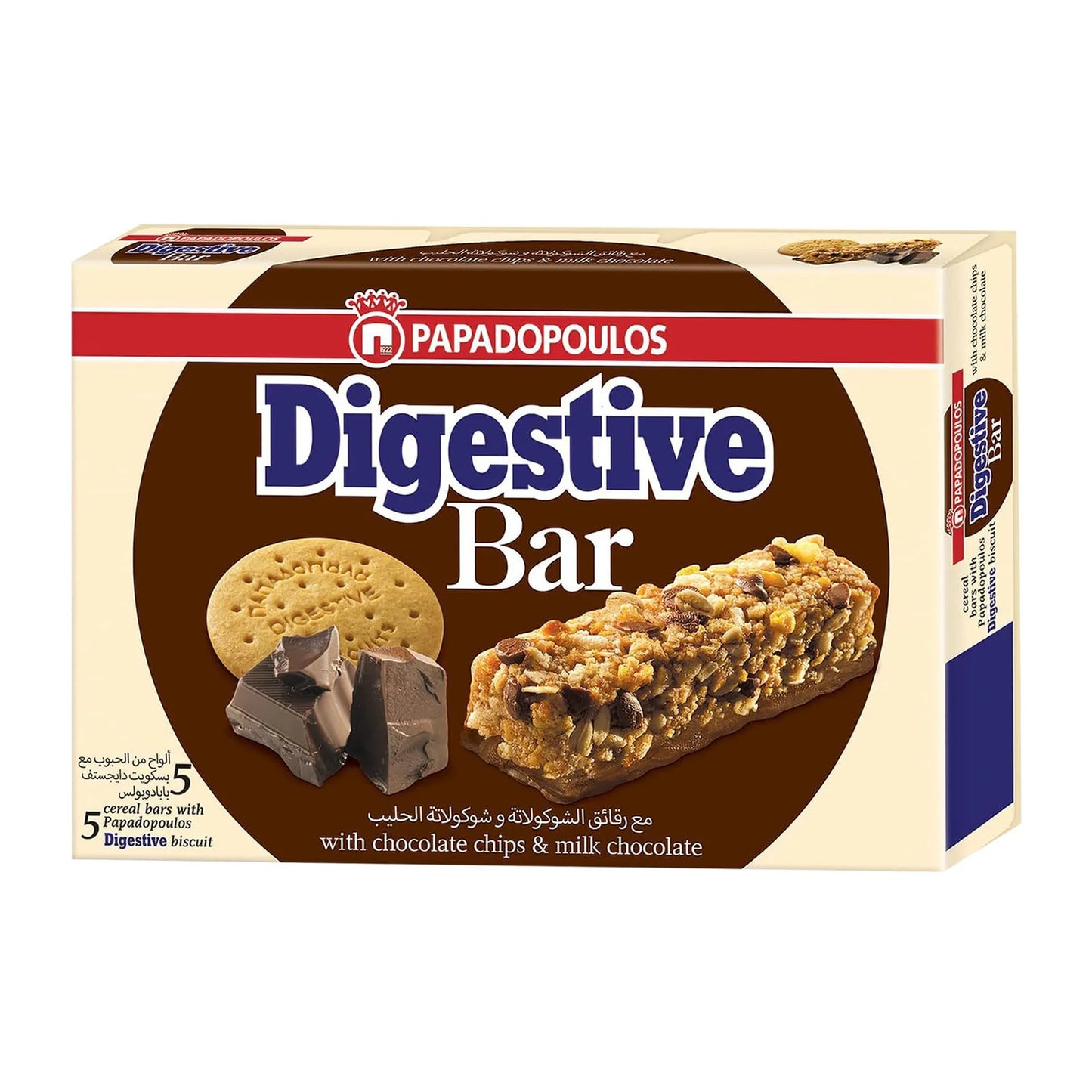 Digestive Cereal Bars with Biscuit, Milk Chocolate & Chocolate Chips 5 x 28 gr