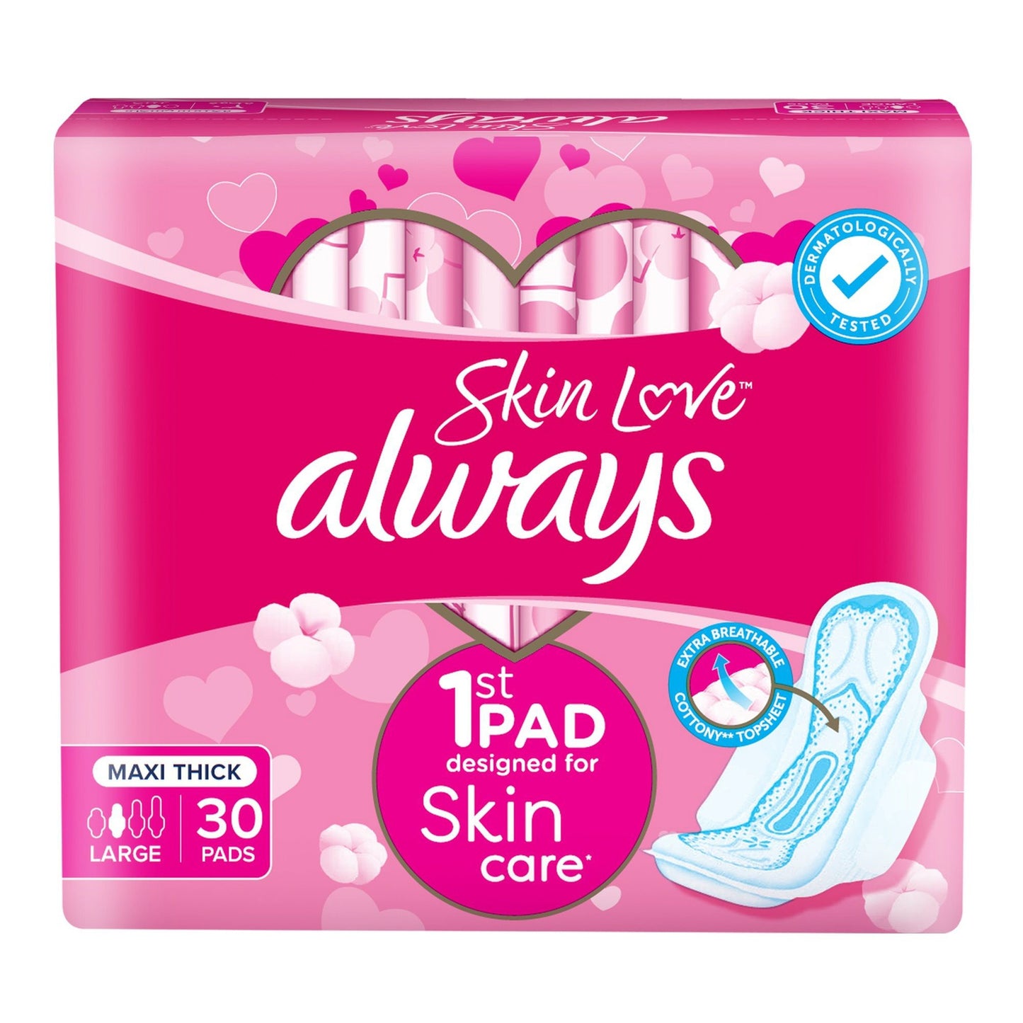 Always Cotton Skin Love Sanitary Pads Large Thick Pads 30's